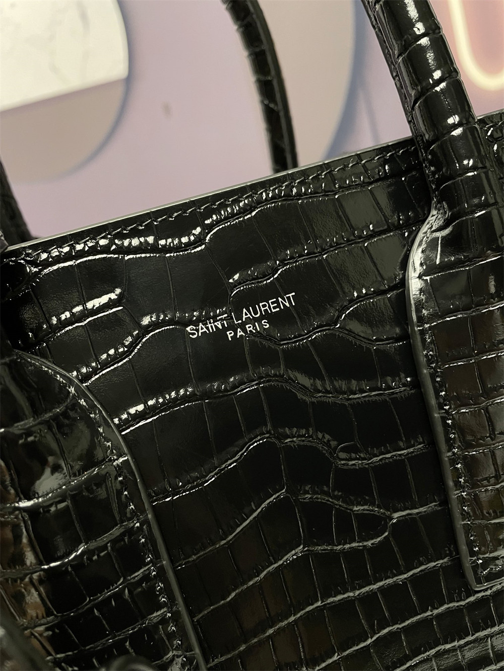 Y*L SAC DE JOUR SMALL IN CROCODILE EMBOSSED LEATHER