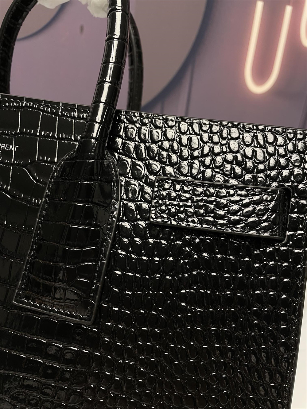 Y*L SAC DE JOUR SMALL IN CROCODILE EMBOSSED LEATHER