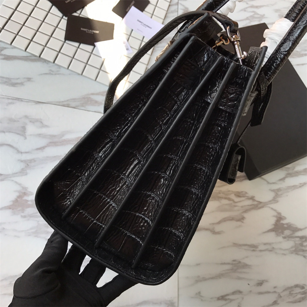 Y*L SAC DE JOUR SMALL IN MATTE CROCODILE EMBOSSED LEATHER