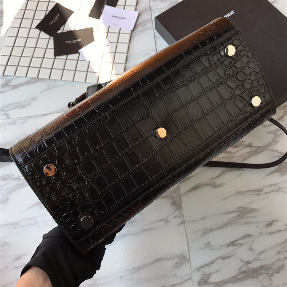 Y*L SAC DE JOUR SMALL IN MATTE CROCODILE EMBOSSED LEATHER