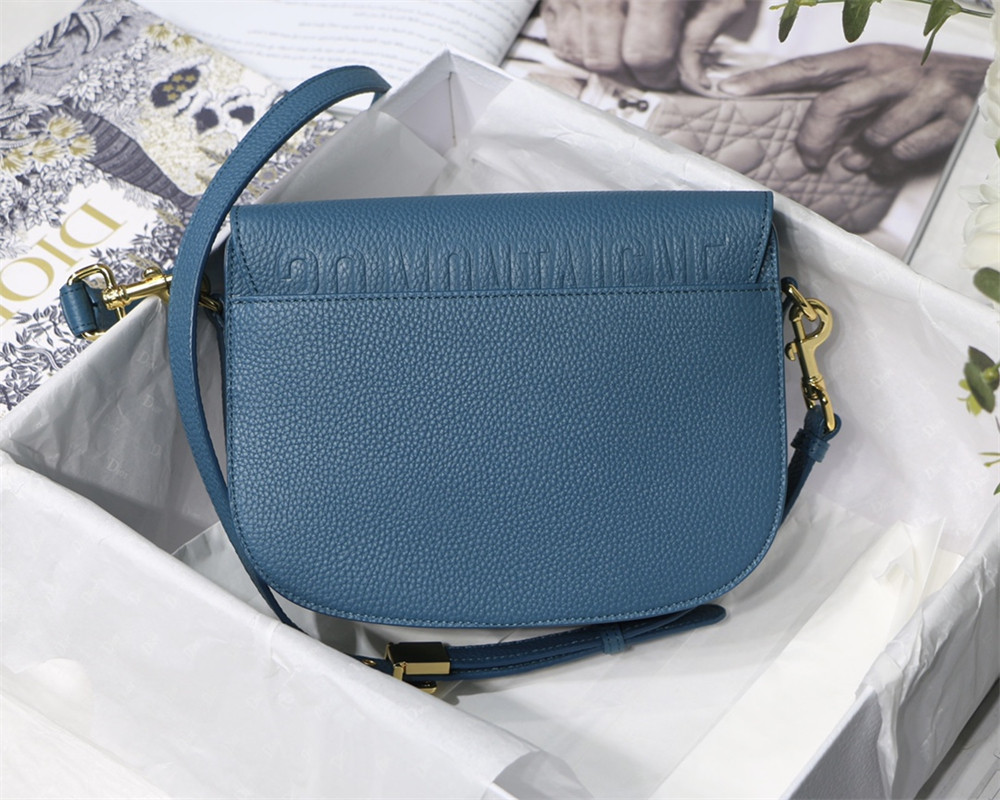 MEDIUM D*0r BOBBY BAG Blue Grained Calfskin