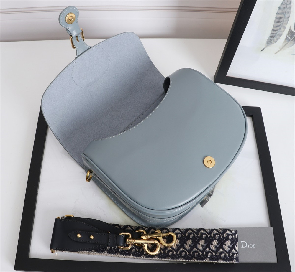 LARGE D*0r BOBBY BAG Light Blue Box Calfskin