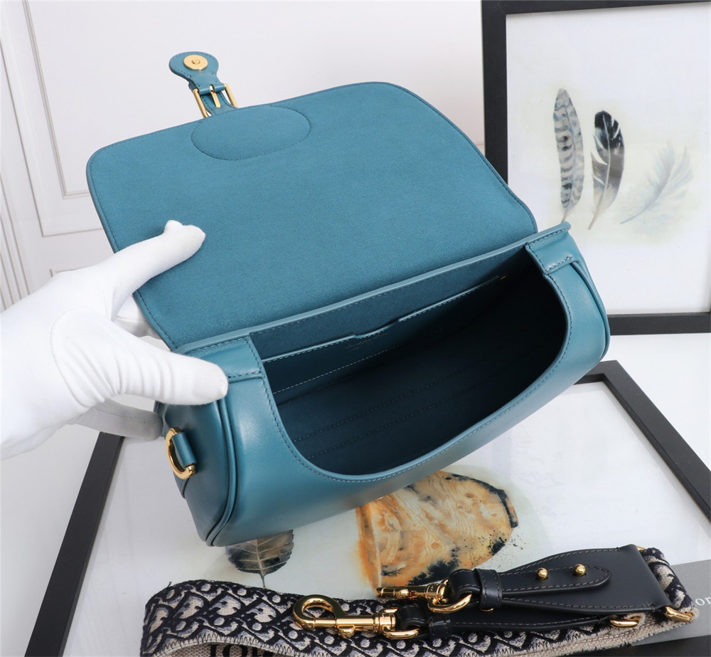 LARGE D*0r BOBBY BAG Navy Box Calfskin