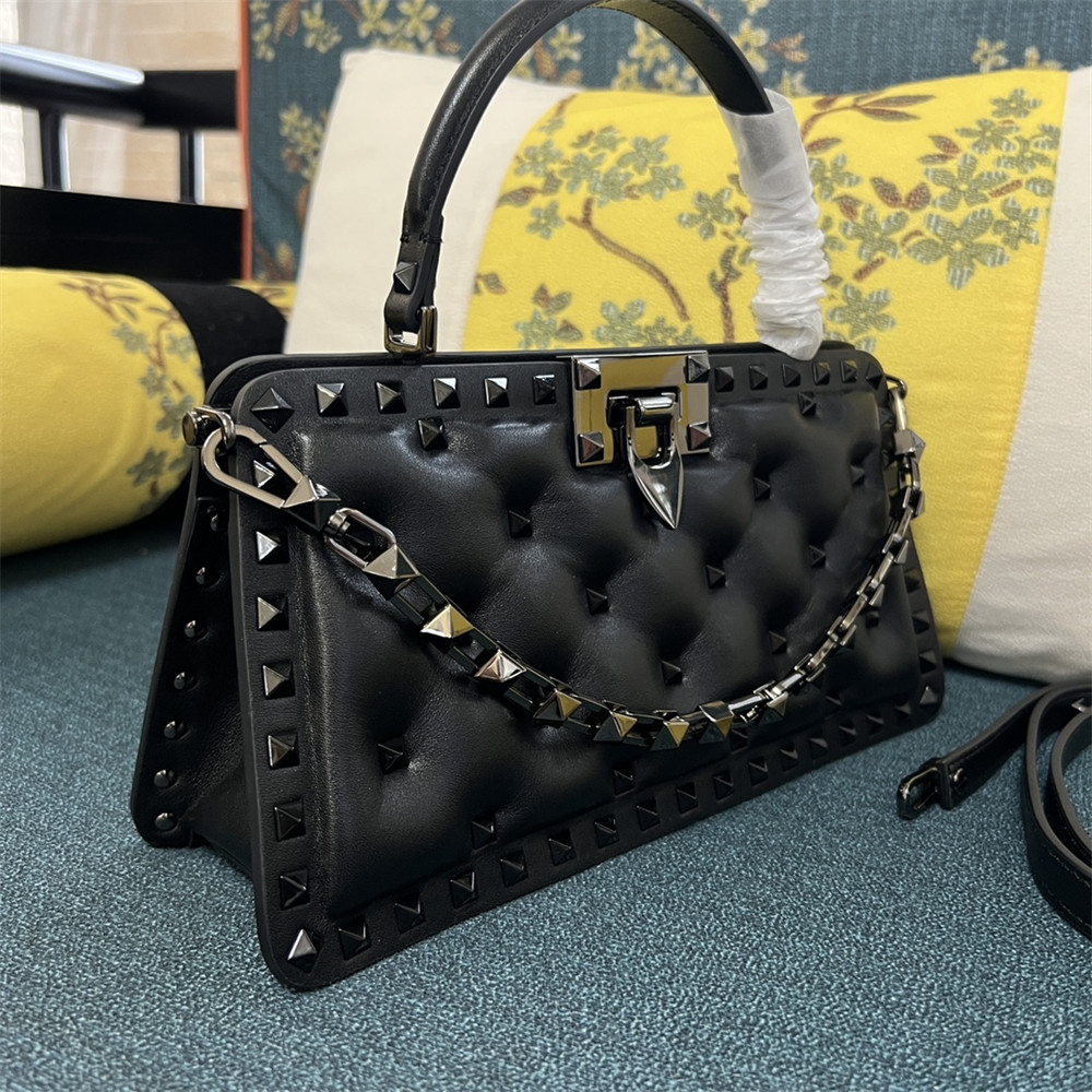 va*t*no GARAVANI ROCKSTUD PADDED NAPPA HANDBAG BLACK