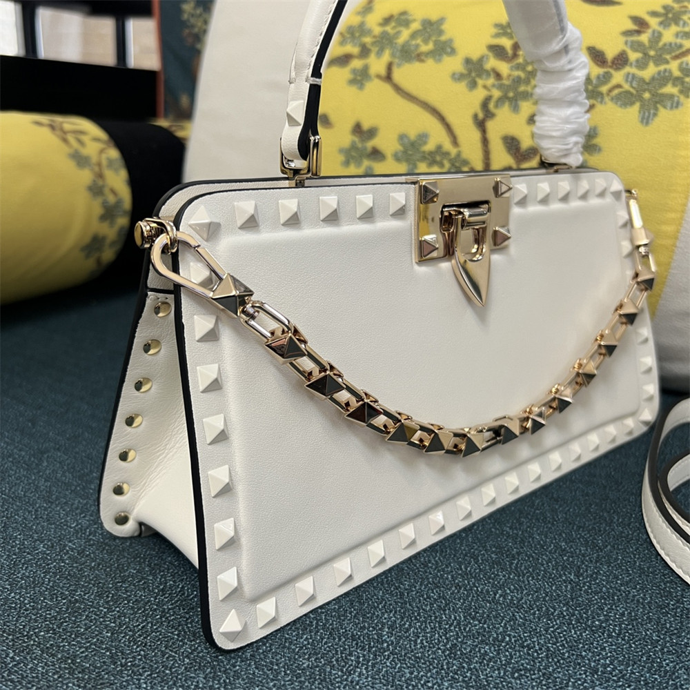 va*t*no GARAVANI ROCKSTUD23 smooth calfskin handbag white