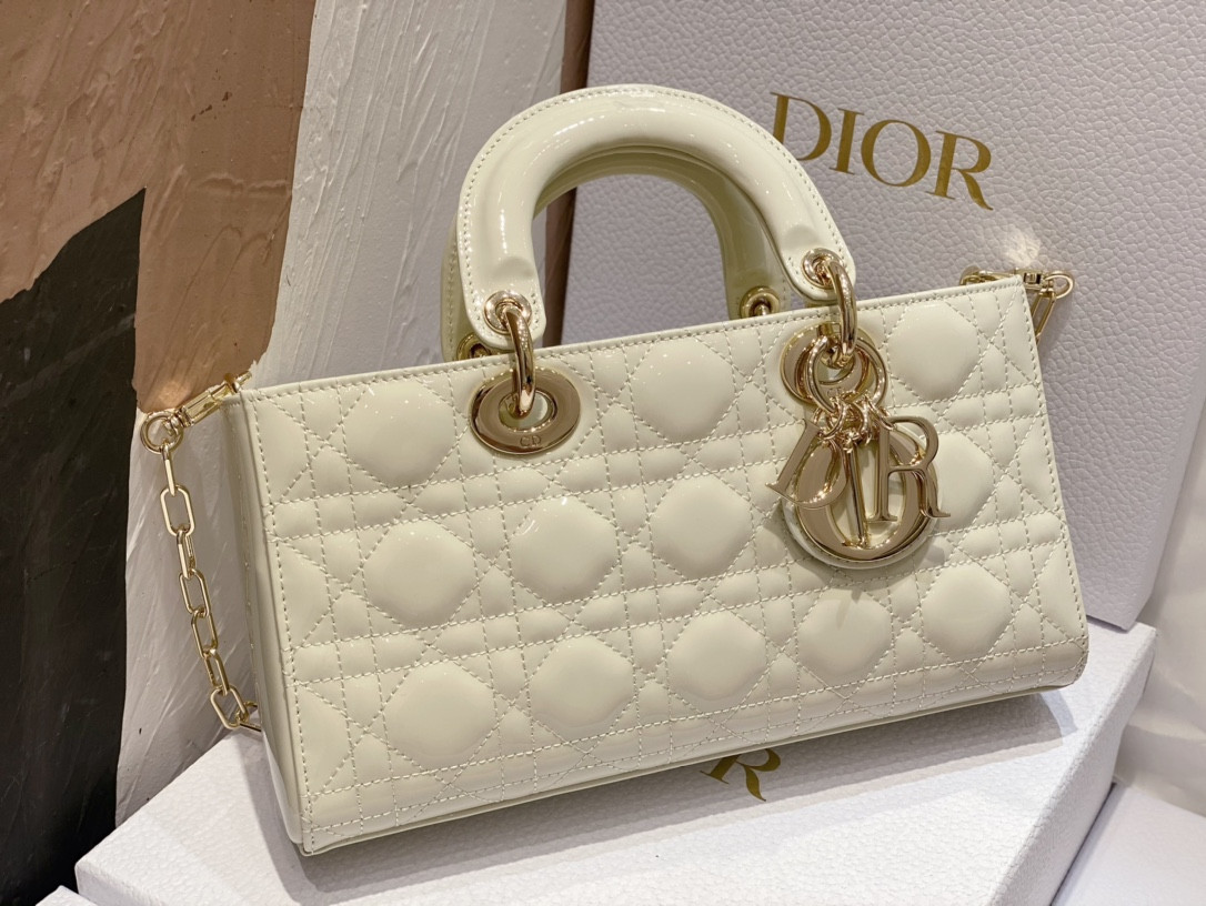 D*0r SMALL LADY D-JOY BAG White Patent