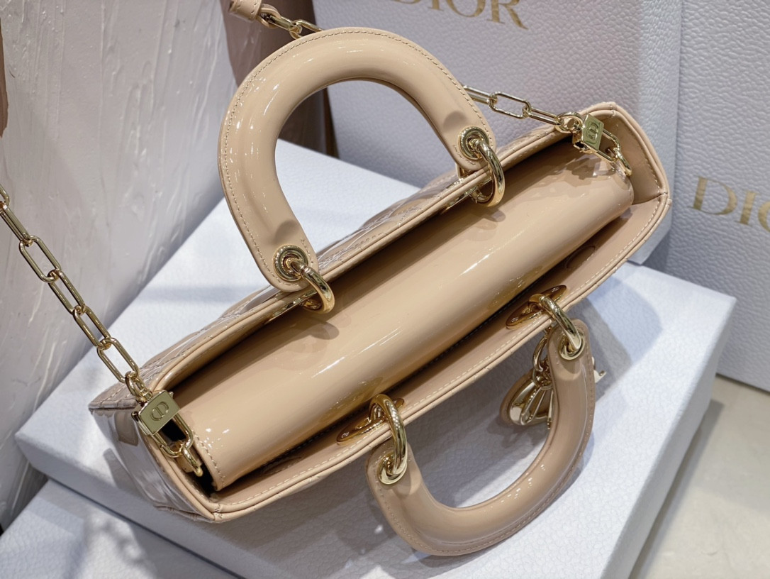 D*0r SMALL LADY D-JOY BAG Biscuit Patent