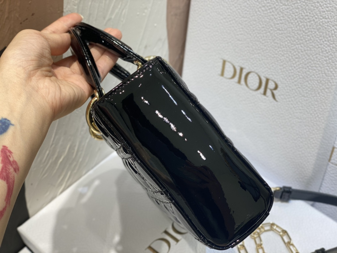D*0r SMALL LADY D-JOY BAG Black Patent