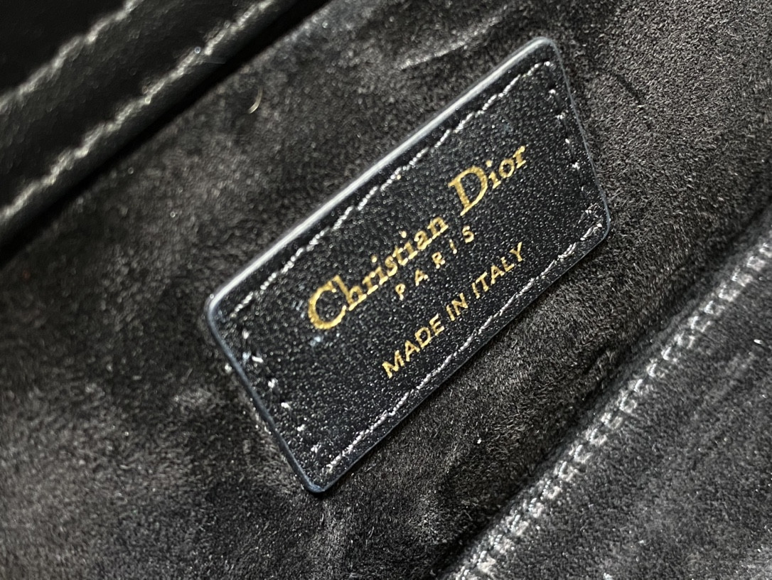 D*0r MEDIUM LADY D-JOY BAG Black with Butterfly Studs