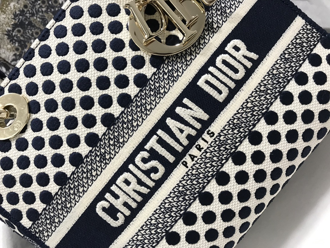 MEDIUM D*0r LADY D-LITE BAG polka dots  24 x 20 x 11 cm