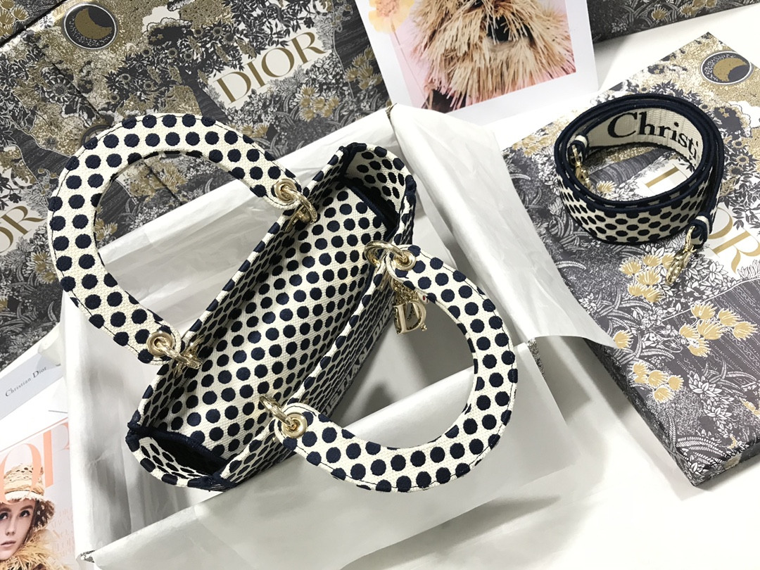 MEDIUM D*0r LADY D-LITE BAG polka dots  24 x 20 x 11 cm