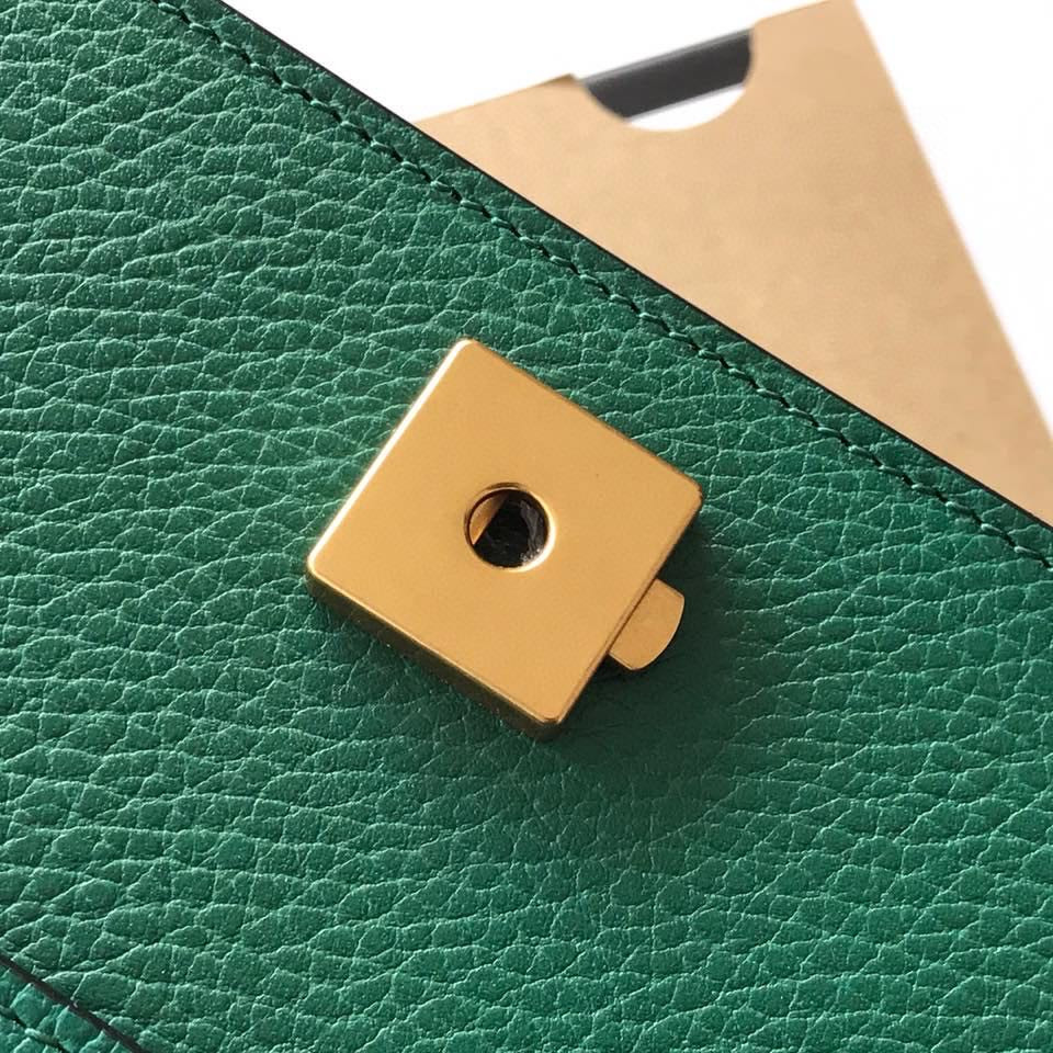 G*u*i DIONYSUS LEATHER MINI BAG GREEN 7.5"Wx6"Hx2"D