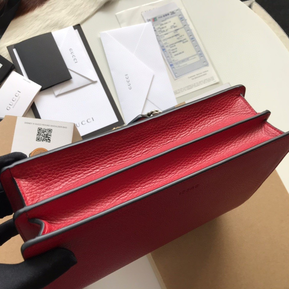 G*u*i DIONYSUS LEATHER SMALL RECTANGULAR BAG RED 28x17x9cm