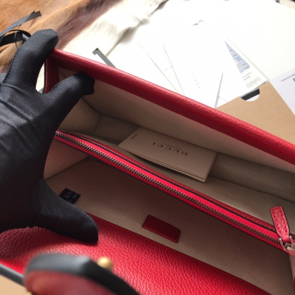 G*u*i DIONYSUS LEATHER SMALL RECTANGULAR BAG RED 28x17x9cm