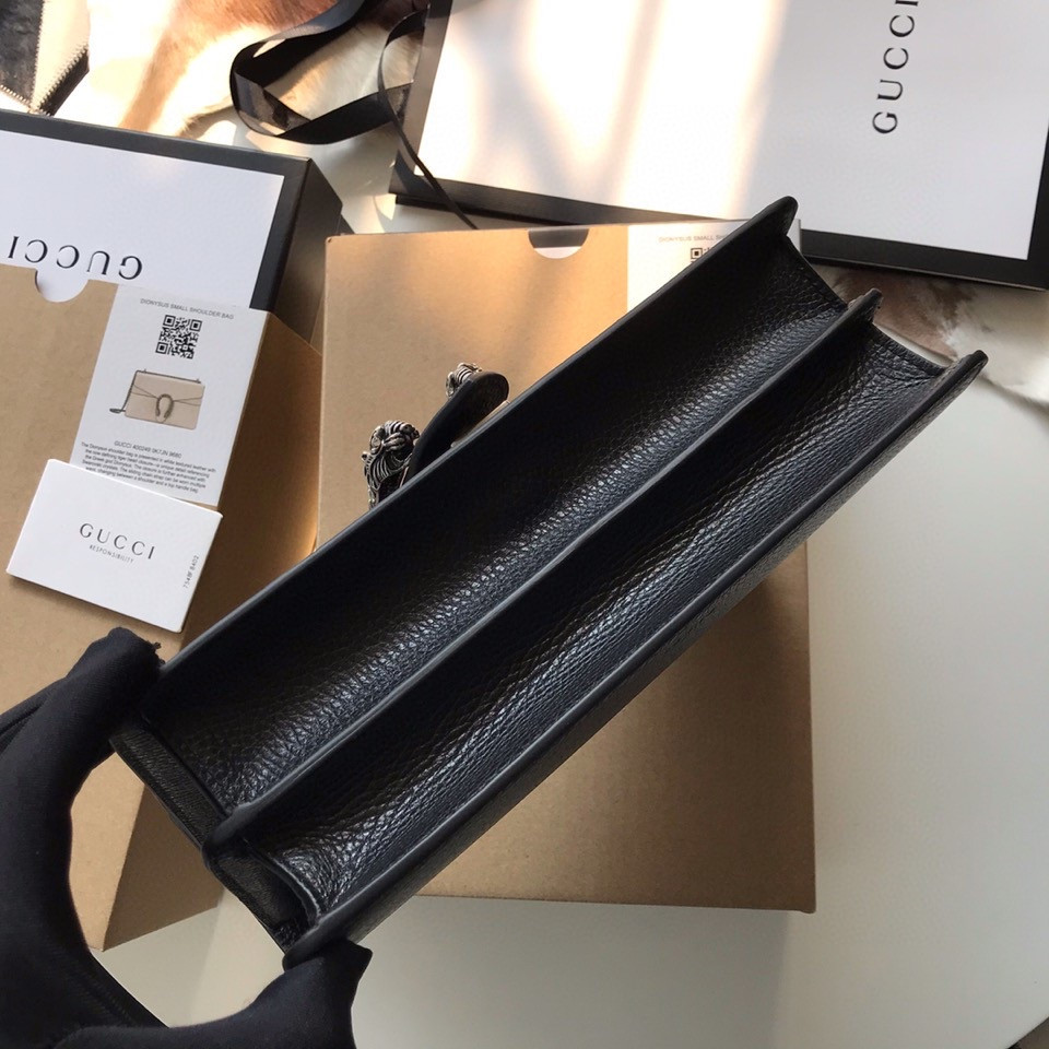 G*u*i DIONYSUS LEATHER SMALL RECTANGULAR BAG BLACK 28x17x9cm