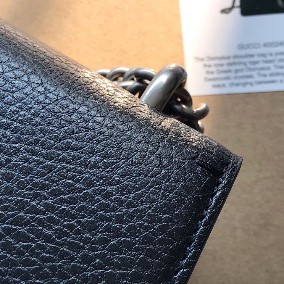 G*u*i DIONYSUS LEATHER SMALL RECTANGULAR BAG BLACK 28x17x9cm