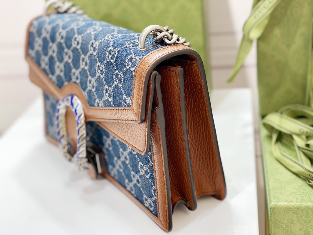 G*u*i DIONYSUS SMALL SHOULDER BAG BLUE 11"Wx7"Hx3.5"D