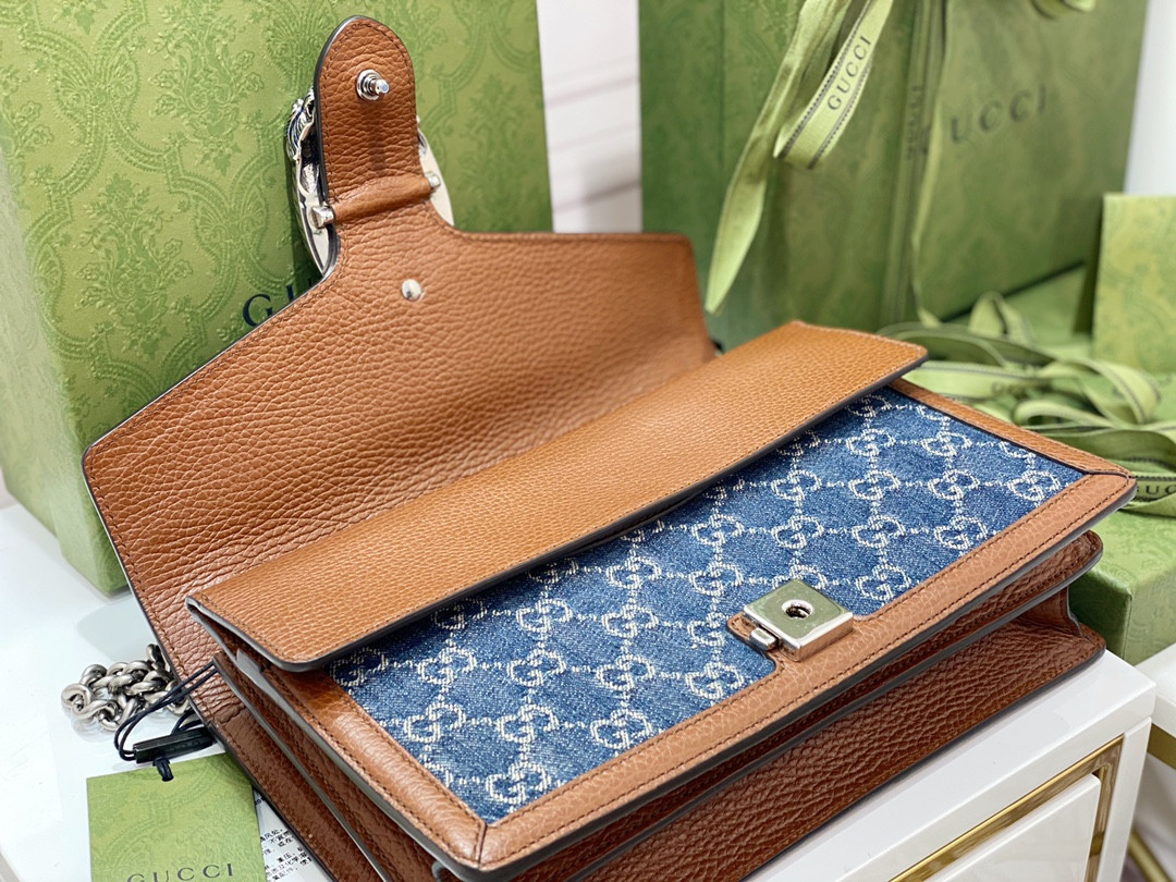 G*u*i DIONYSUS SMALL SHOULDER BAG BLUE 11"Wx7"Hx3.5"D