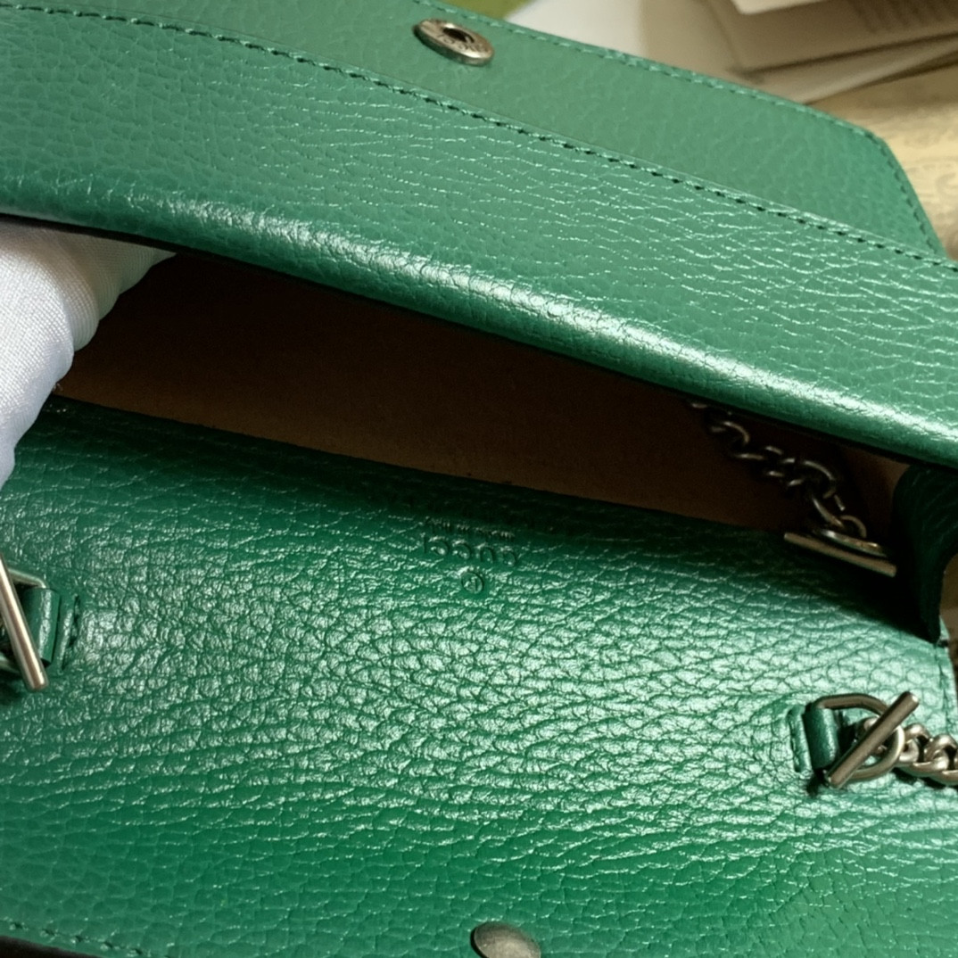 G*u*i DIONYSUS LEATHER S*pER MINI BAG GREEN 6.5"Wx3.9"Hx1.6"D