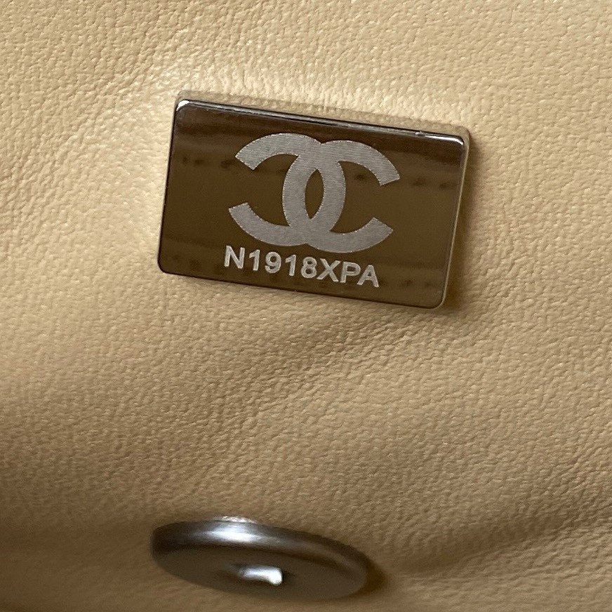 Ch*el MINI FLAP BAG SHINY CALFSKIN & SILVER-Tone METAL COFFEE 5.3 × 6.6 × 3.1 in