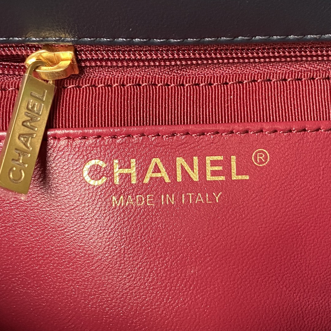 Ch*el MINI FLAP BAG NAVY 4.7 × 7.8 × 2.3 in