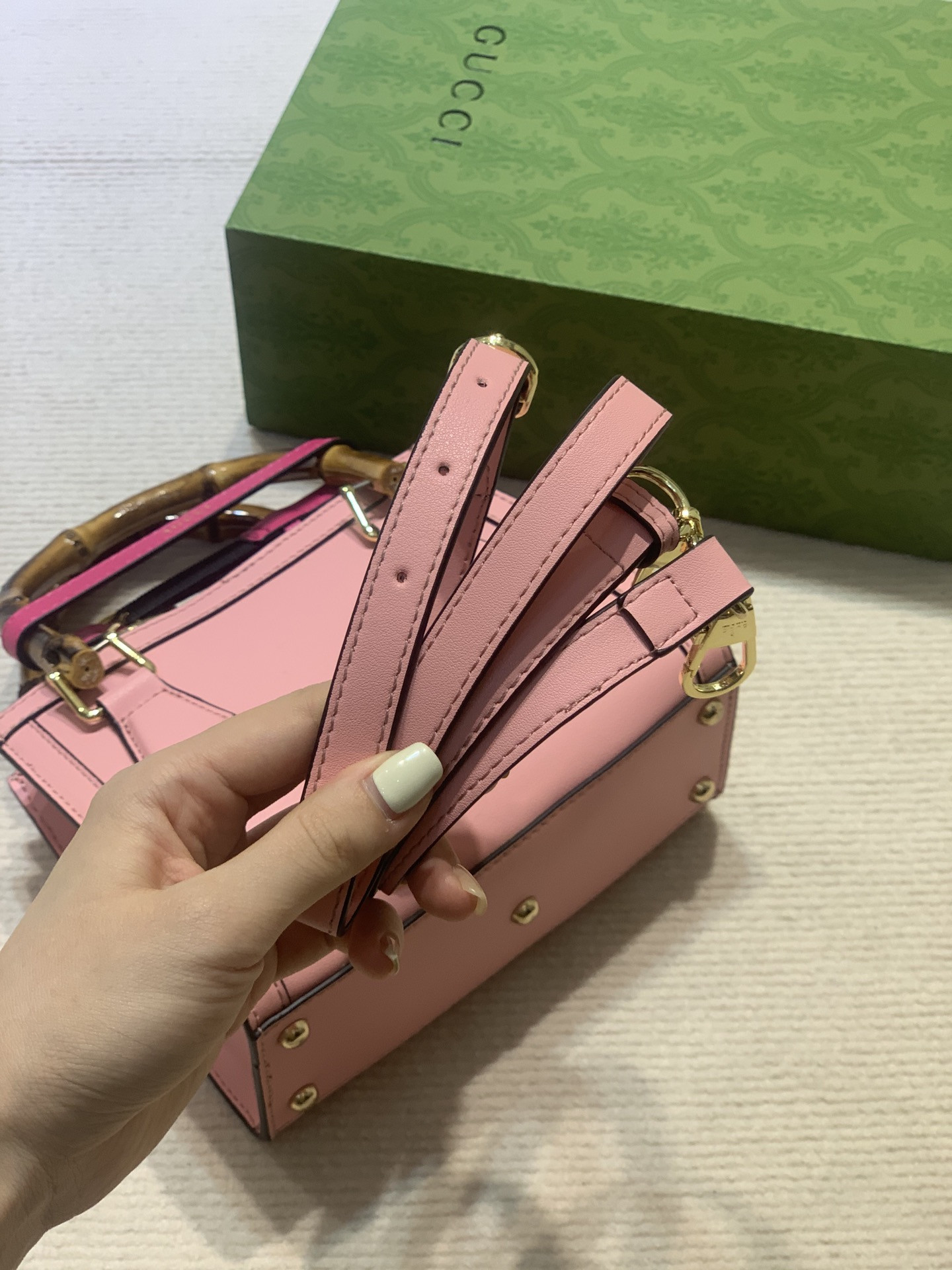 G*u*i DIANA MINI TOTE BAG Pink 20W x 16H x 10D CM