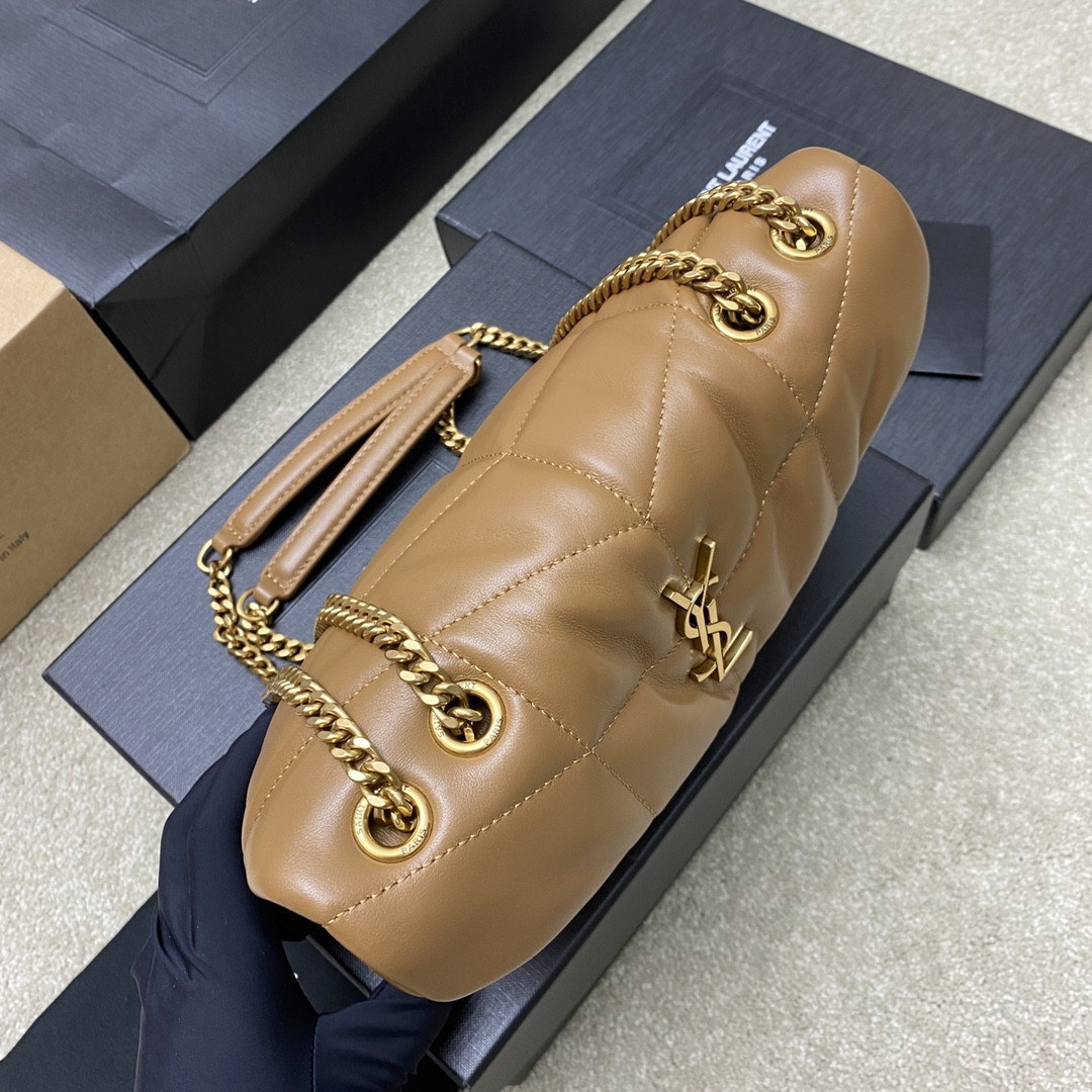 Y*L PUFFER IN LEATHER BROWN 23 X 15.5 X 5.8 CM