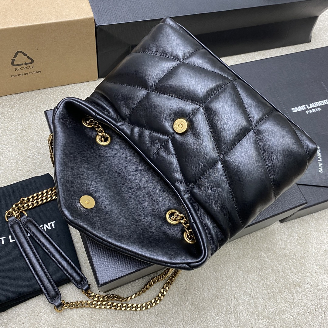 Y*L PUFFER IN LEATHER BLACK 23 X 15.5 X 5.8 CM