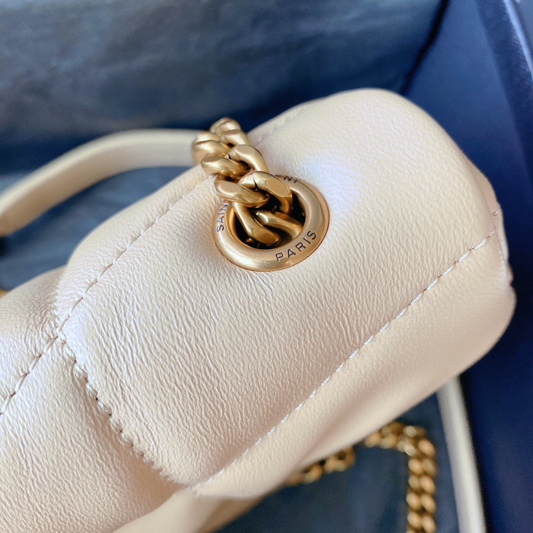 Y*L PUFFER IN LEATHER BEIGE 23 X 15.5 X 5.8 CM