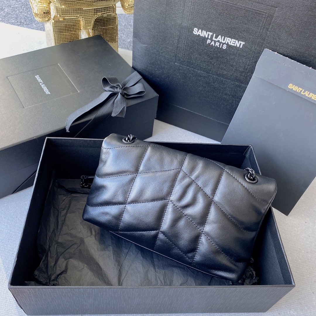 Y*L PUFFER IN LEATHER NAVY 23 X 15.5 X 5.8 CM