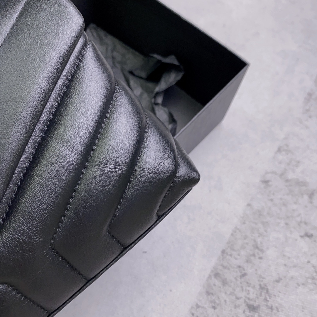 Y*L TOY LOULOU IN QUILTED LEATHER BLACK 7.9 X 5.5 X 3 INCHES