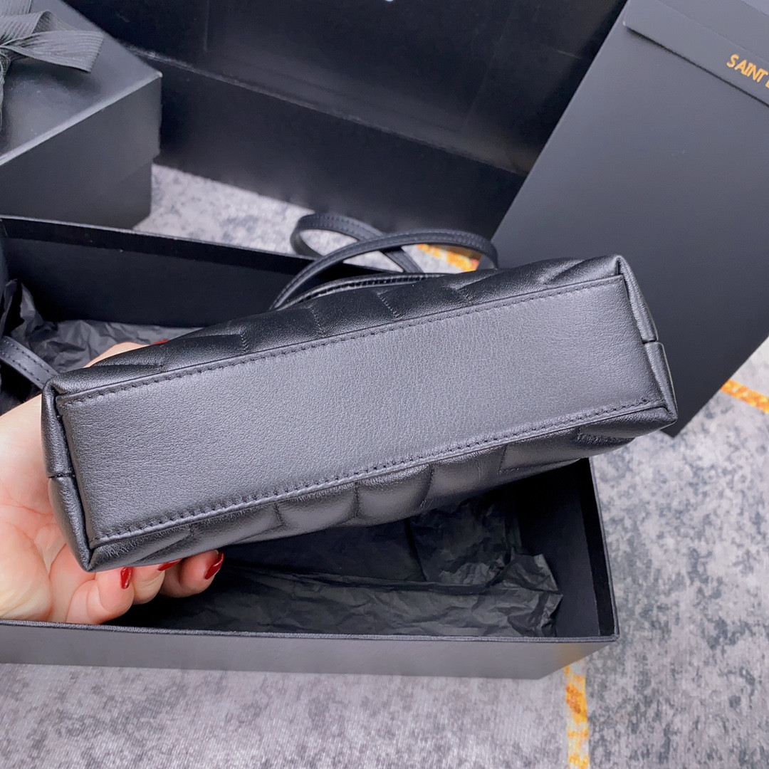 Y*L TOY LOULOU IN QUILTED LEATHER ALL BLACK 7.9 X 5.5 X 3 INCHES