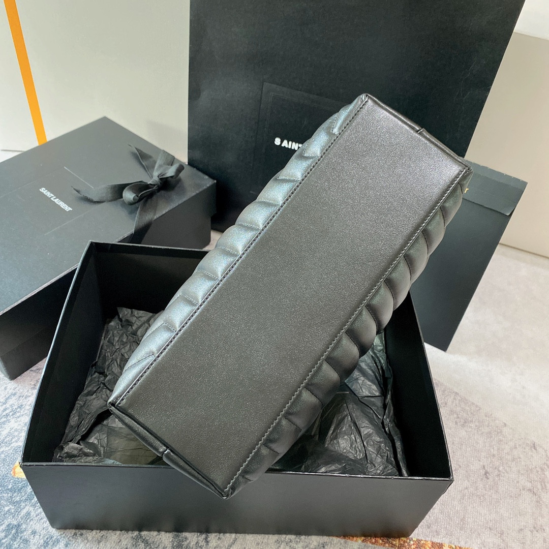 Y*L LOULOU MEDIUM IN QUILTED LEATHER BLACK 12.5 X 8.6 X 3.5 INCHES