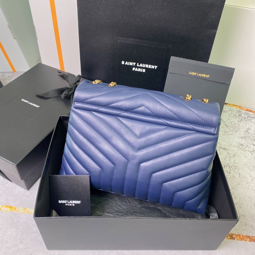 Y*L LOULOU MEDIUM IN QUILTED LEATHER PURPLE 12.5 X 8.6 X 3.5 INCHES