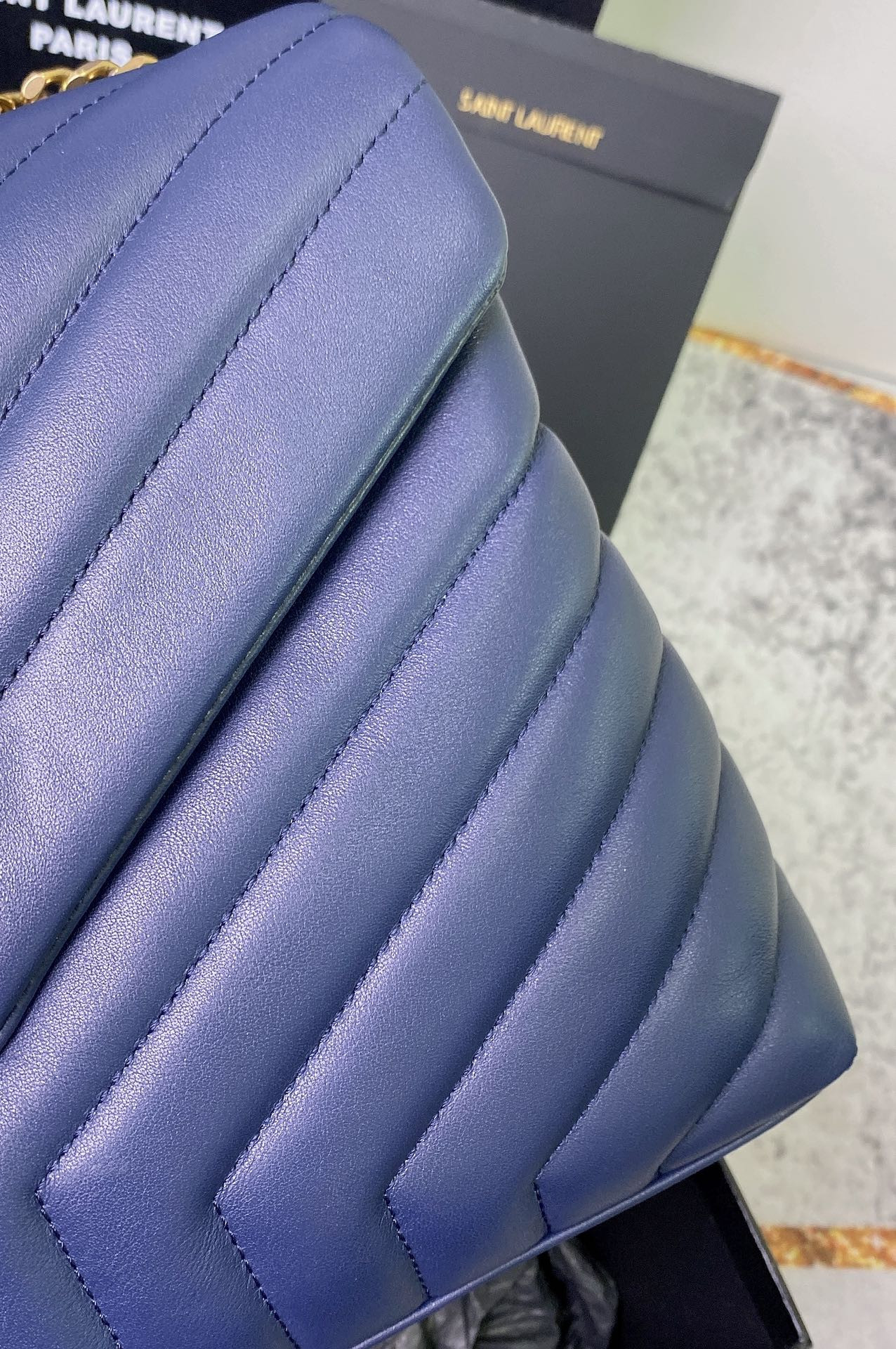 Y*L LOULOU MEDIUM IN QUILTED LEATHER PURPLE 12.5 X 8.6 X 3.5 INCHES