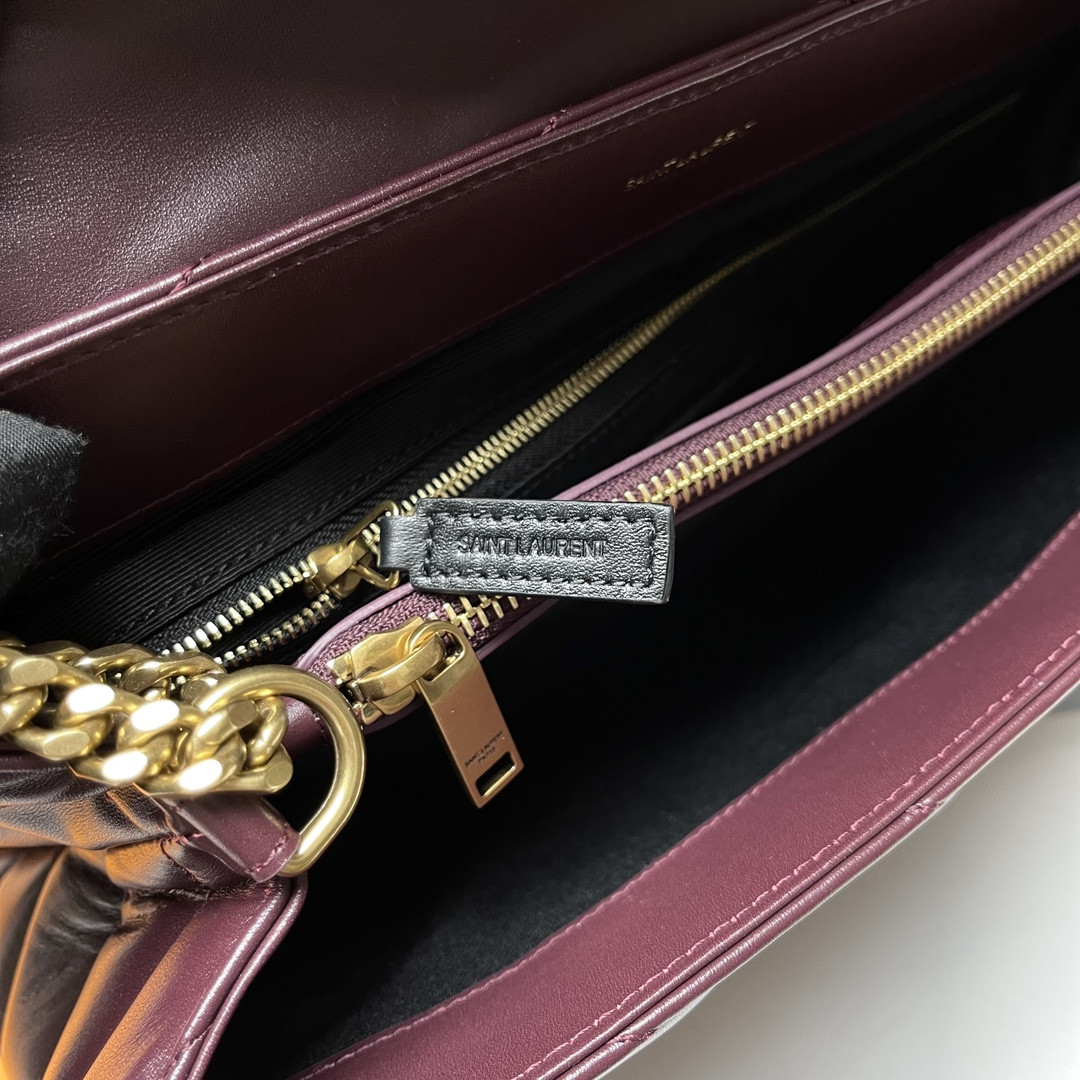 Y*L LOULOU MEDIUM IN QUILTED LEATHER DARK RED 12.5 X 8.6 X 3.5 INCHES