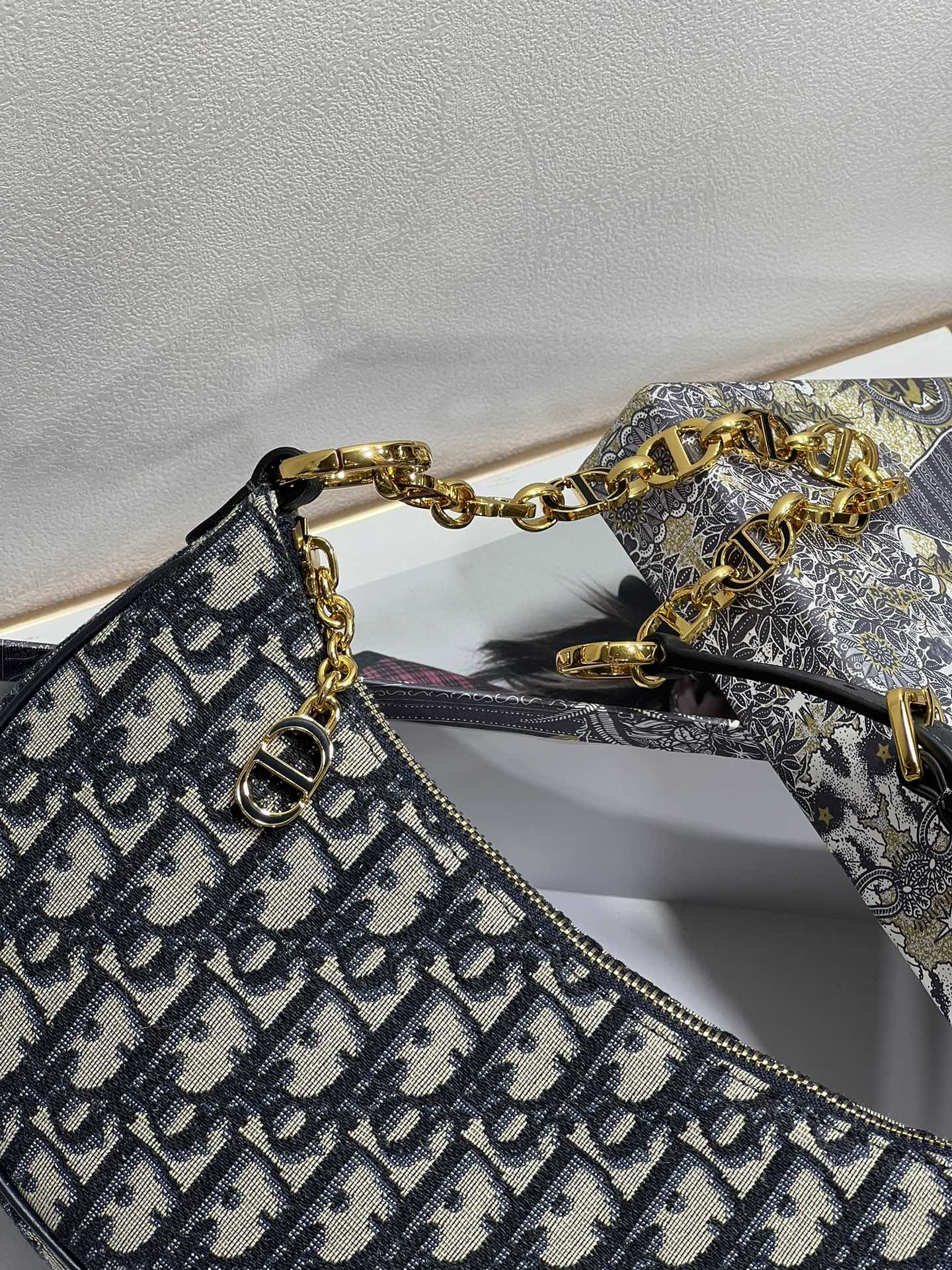 D*0r CD Lounge bag blue D*0r oblique jacquard 26 x 15x 5.5 cm