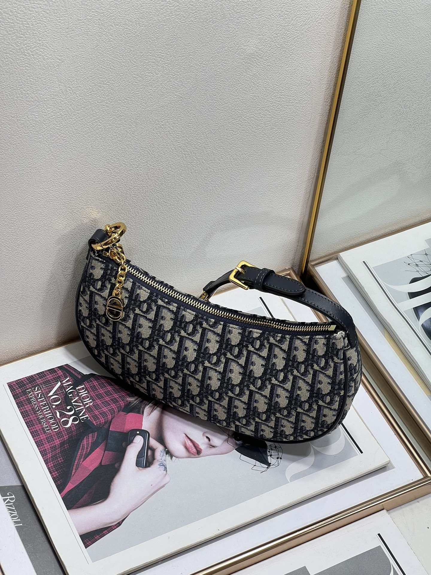 D*0r CD Lounge bag blue D*0r oblique jacquard 26 x 15x 5.5 cm