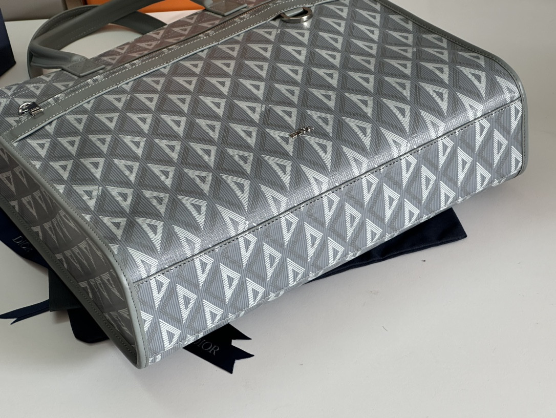 D*0r Safari Tote Bag Gray In Grained Calfskin 15.5 x 14 x 4.5 inches