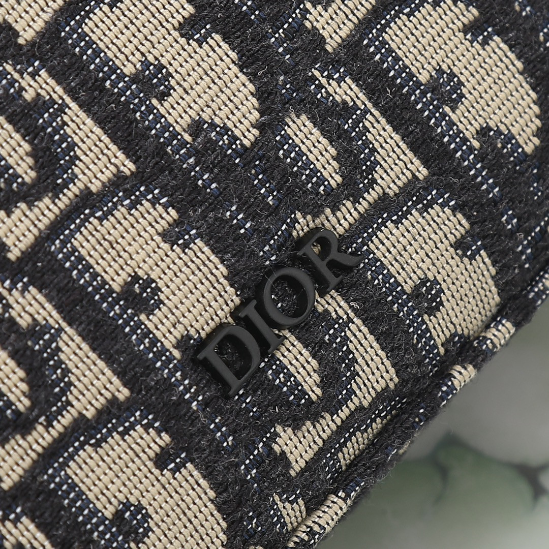 D*0r Safari Bag with Strap  Beige and Black D*0r Oblique Jacquard 8.5 x 6 x 2.5 inches