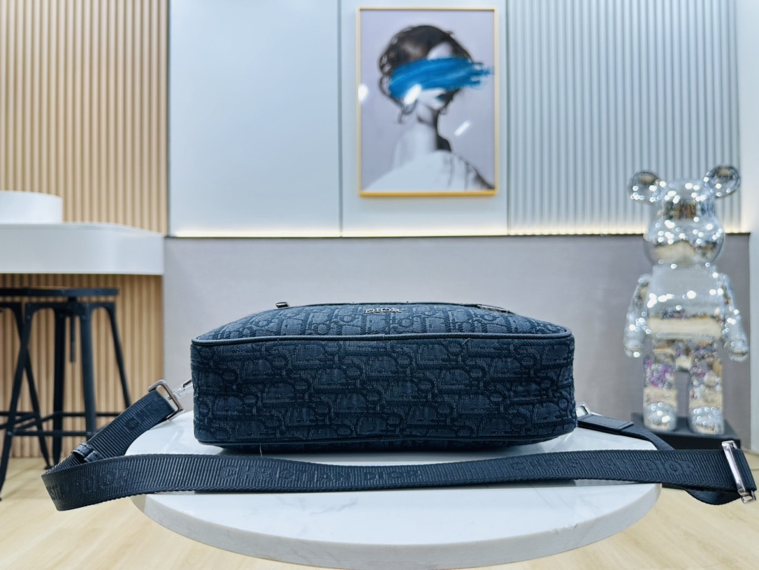 D*0r Maxi Safari Bag with Strap Blue D*0r Oblique Jacquard 10 x 6.5 x 3 inches