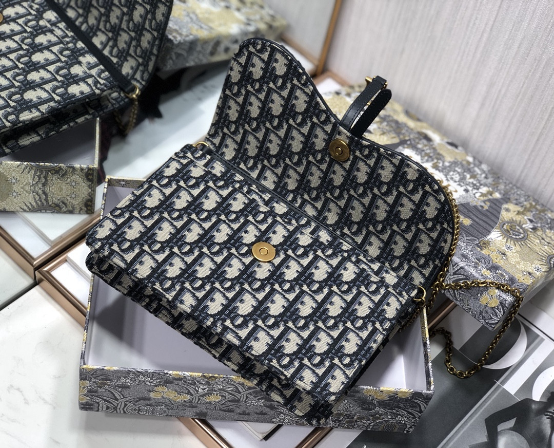 D*0r Saddle Pouch  Blue D*0r Oblique Jacquard 8.5 x 5.5 x 1.5 inches