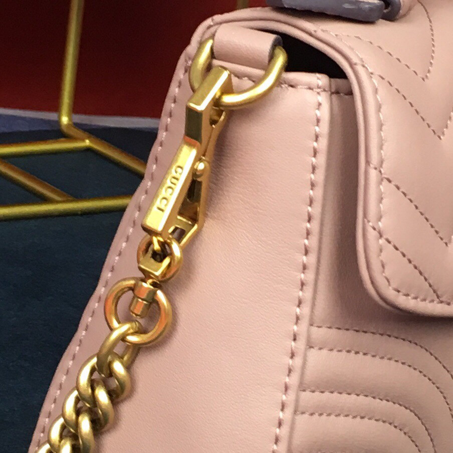 G*u*i GG MARMONT MATELASSÉ MINI BAG PINK 8.5"W x 5"H x 2.5"D