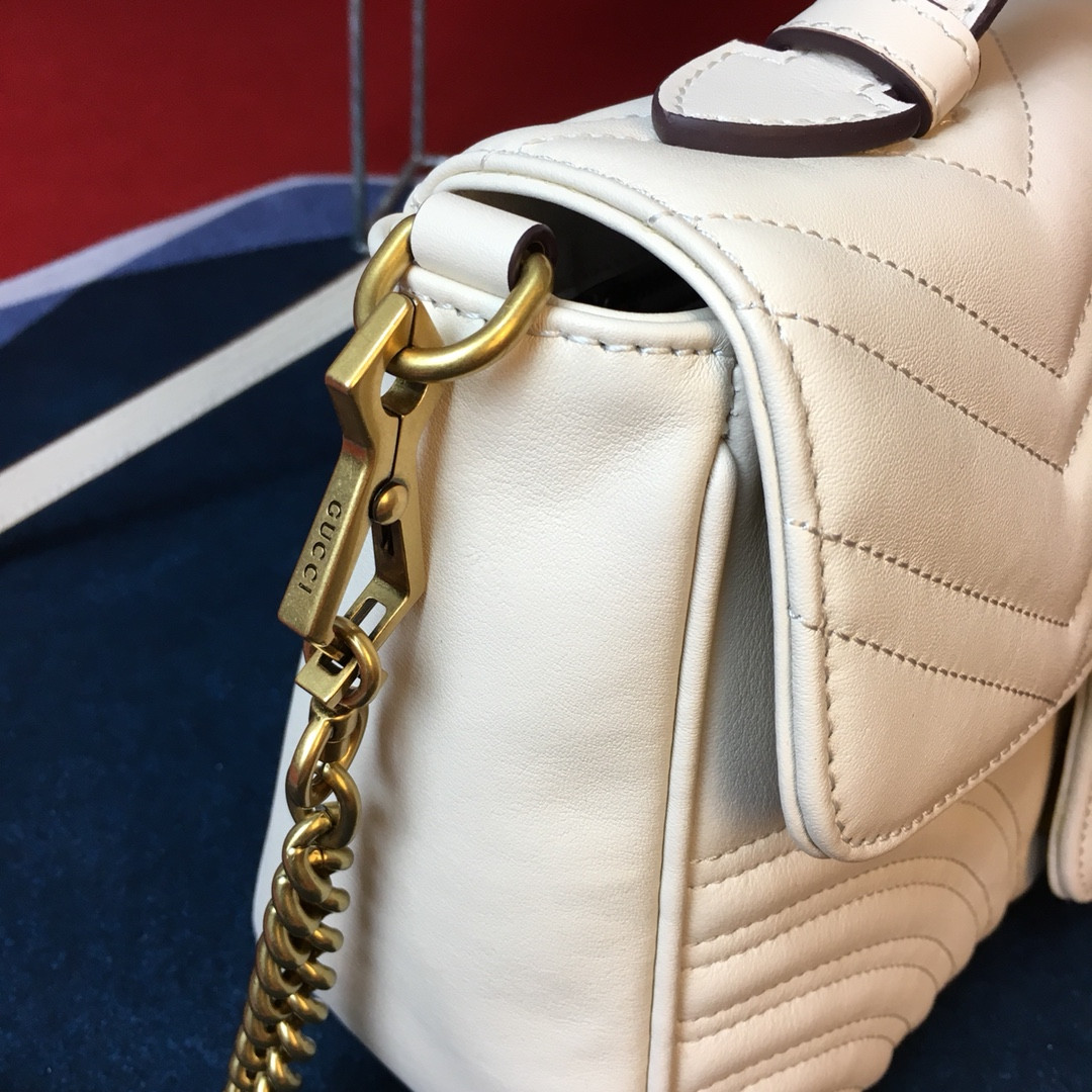 G*u*i GG MARMONT SMALL SHOULDER BAG WHITE 10"W x 6"H x 3"D