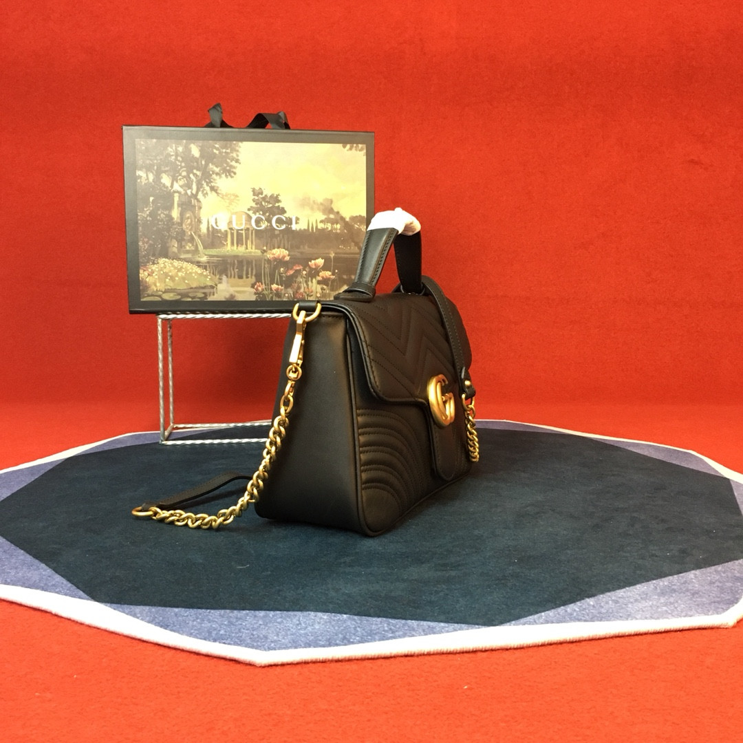 G*u*i GG MARMONT SMALL SHOULDER BAG BLACK 10"W x 6"H x 3"D