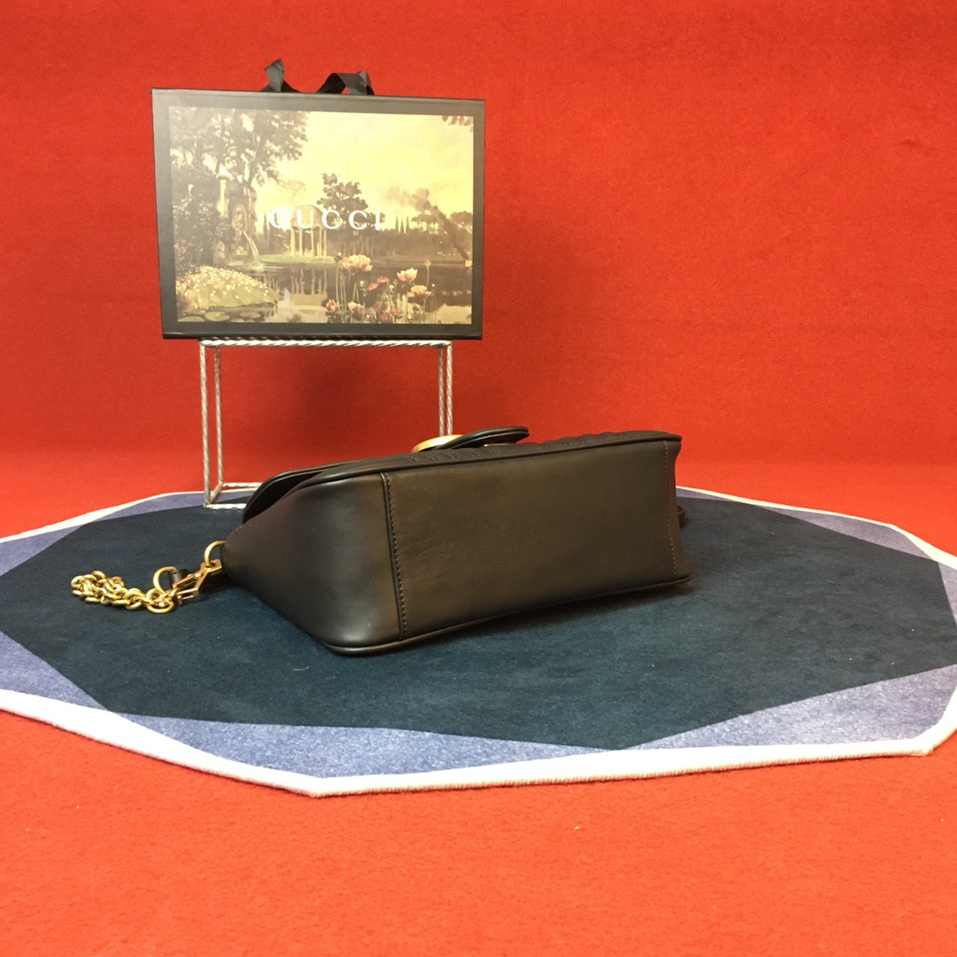 G*u*i GG MARMONT SMALL SHOULDER BAG BLACK 10"W x 6"H x 3"D