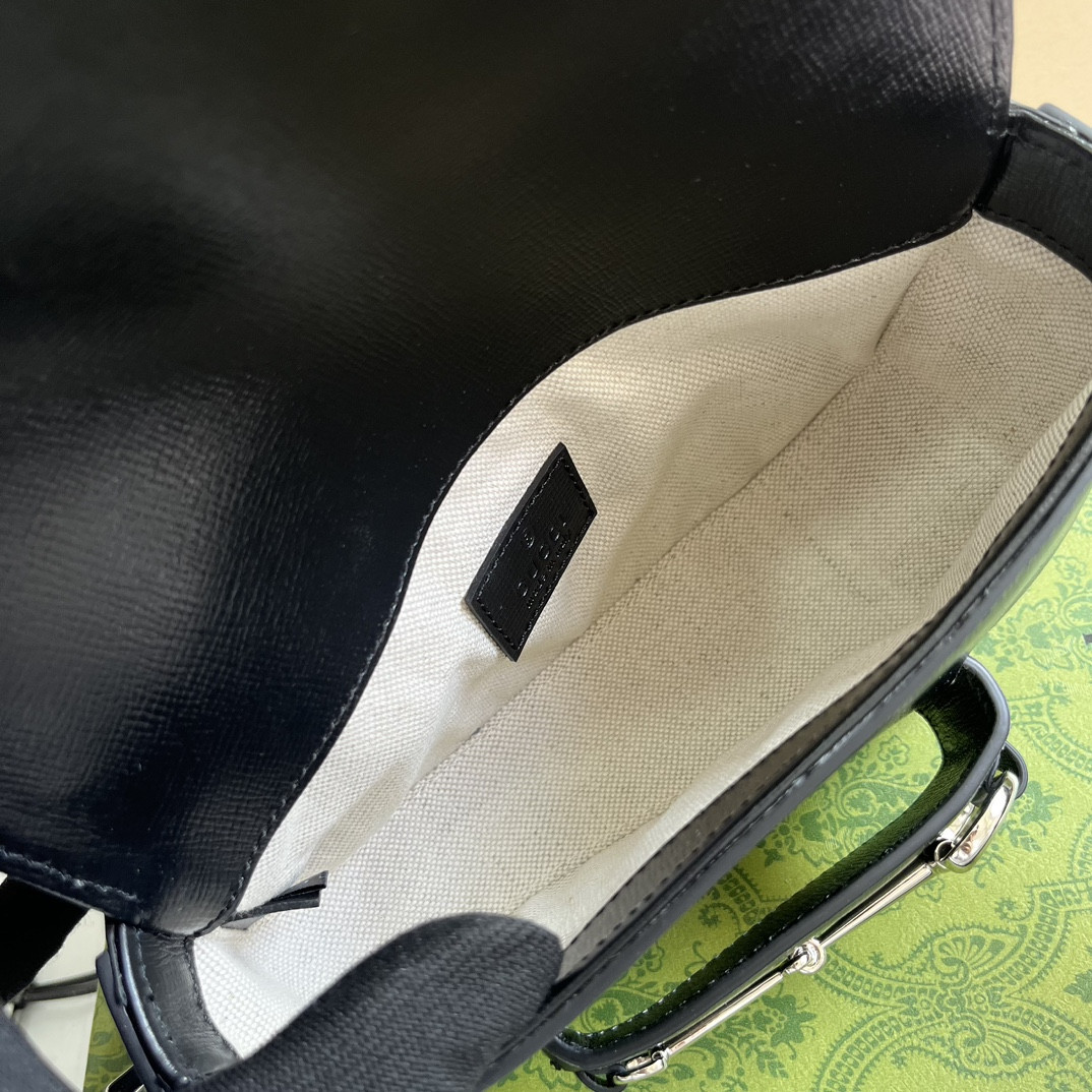 G*u*i HORSEBIT 1955 MINI SHOULDER BAG BLACK 7.7"W x 5-3.1"H x 2.4-1.2"D