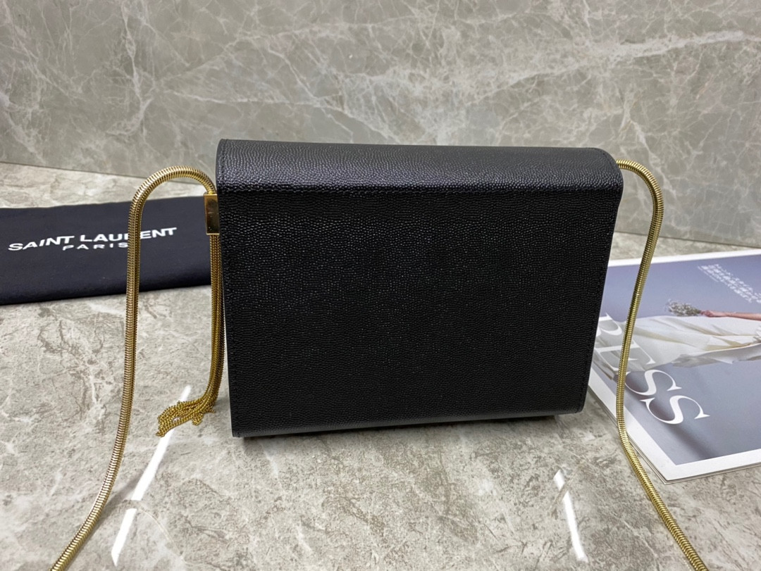 Y*L KATE MEDIUM  IN GRAIN DE POUDRE EMBOSSED LEATHER 9.4 X 5.7 X 2.1 INCHES