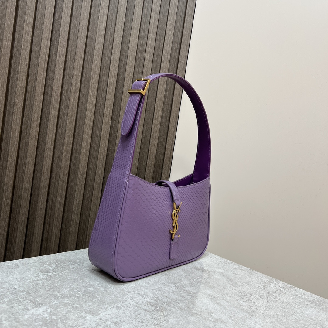 Y*L LE 5 À 7 IN CROCODILE-EMBOSSED LEATHER purple 9 X 6.3 X 2.5 INCHES