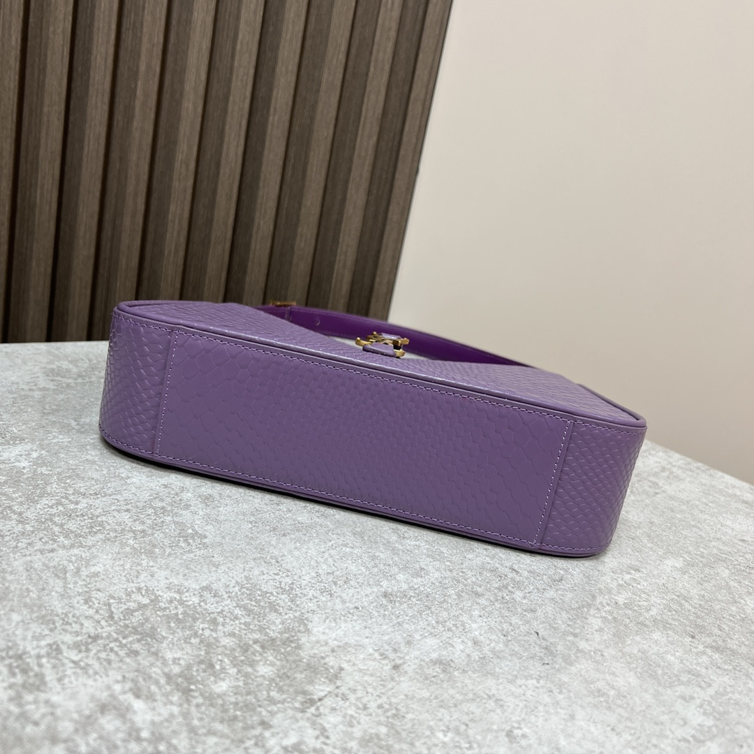 Y*L LE 5 À 7 IN CROCODILE-EMBOSSED LEATHER purple 9 X 6.3 X 2.5 INCHES